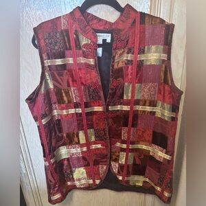 Coldwater Creek Multicolor Velvet Patchwork Vest‎